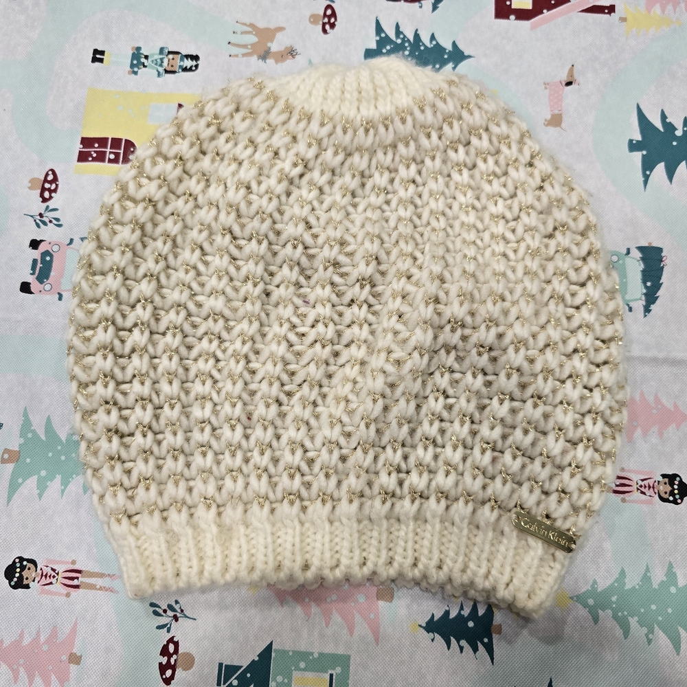 Calvin Klein Cream Knit Kids Beanie